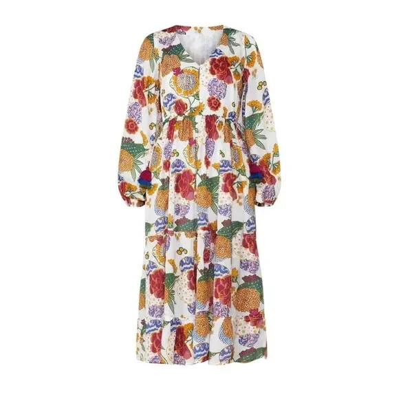 Roller Rabbit Long Sleeve Floral Boho Maxi Size XL Soft Casual - Picture 4 of 5